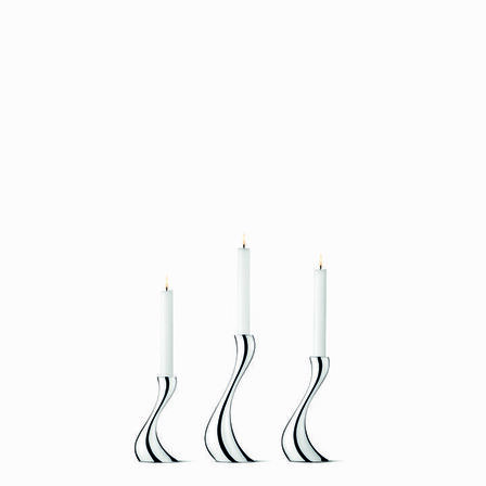 Georg Jensen Cobra lysestagesæt 3 stk blankt stål