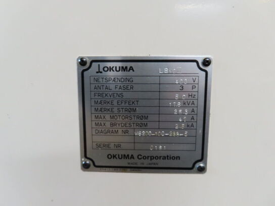CNC-drejebænk, OKUMA Type: LB10 2-M OSP 700L styring