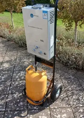 Gasvandsvarmer på vogn