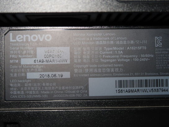 PC Skærm LENOVO THINKVISION T22i-10