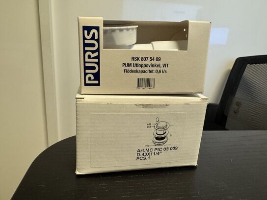 Damixa push-open-bundventil hvid & Purus vandlås/bundventil 40 mm MOMSFRI