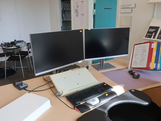2 stk. HP EliteDisplay 27" skærme inkl. rollermouse & div. tilbehør