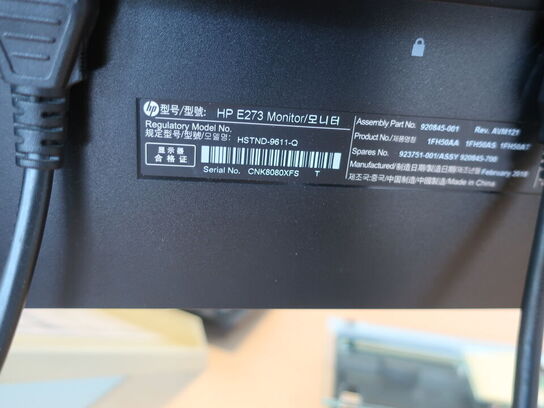 2 stk. HP EliteDisplay 27" skærme inkl. div. tilbehør