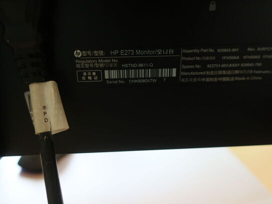 2 stk. HP EliteDisplay 27" skærme inkl. rollermouse & div. tilbehør