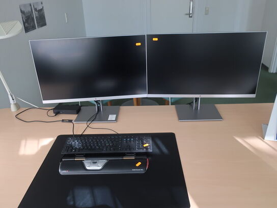 2 stk. HP EliteDisplay 27" skærme inkl. rollermouse & div. tilbehør