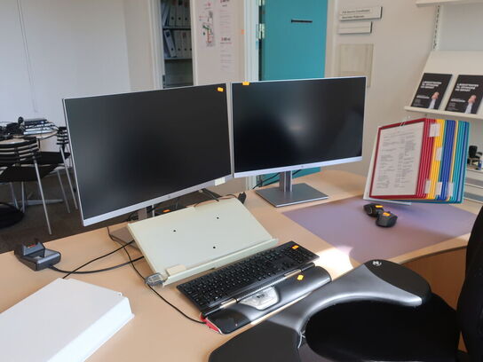 2 stk. HP EliteDisplay 27" skærme inkl. rollermouse & div. tilbehør