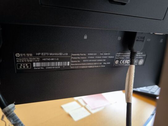 2 stk. 27" HP EliteDisplay E273 inkl. CONTOUR rollermouse og tastatur