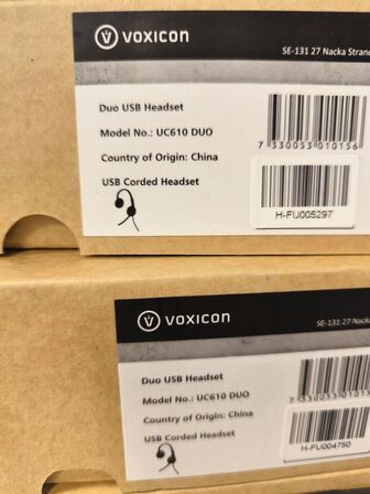 3 stk. VOXICON UC610 DUO headset (ubrugt)