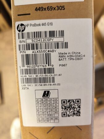 Bærbar PC HP ProBook 445 G10 AMD Ryzen 3 7330U | 8 GB | 256 GB NVMe (ubrugt)