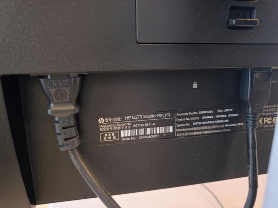 2 stk. 27" HP EliteDisplay E273 inkl. 2 stk. tastatur, mus & dockingstation