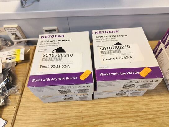 4 stk. NETGEAR AC600 WiFi USB adaptere (ubrugt)
