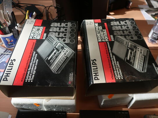 3 stk. PHILIPS retro båndmaskiner (2 stk. D6350, 1 stk. N2234)