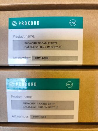 7 ks. á 10 pk. PROKORD RJ45 Cat.6A 1m kabler (ubrugt)