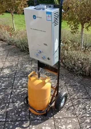 Gasvandsvarmer på vogn