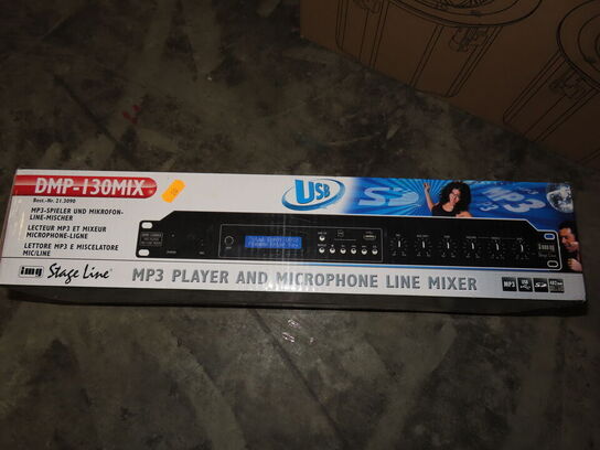 Mixer til Rack m. MP3 afspiller - IMG STAGE LINE DMP-130MIX