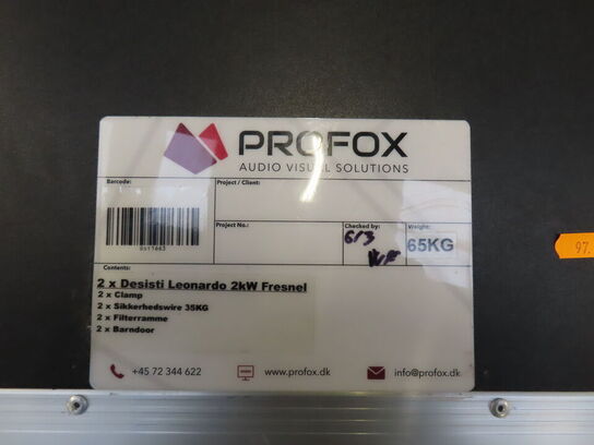 2 stk. Fresnel lamper i Flightcase - DESISTI LEONARDO 2kW