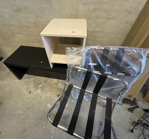 Natbord, Bænk +  2 Stk.  Bagagestativ