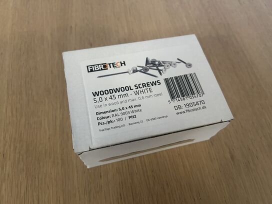 Skruer til Troldtekt, 5,0x45mm WHITE 1000stk