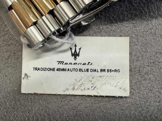 Armbåndsur  MASERATI TRADIZIONE 45 MM AUTO BLUE DIAL BR SS+RG