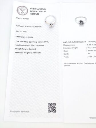 Diamant Ring 2.02 CT. 14 KT. Hvidguld (inkl. IGI Certifikat)