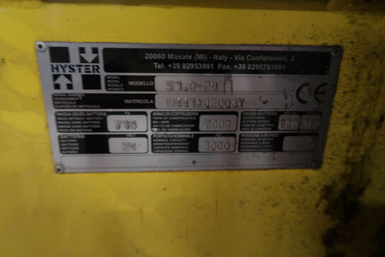 El-stabler, Hyster S 1.0-28 - LÆS BESKRIVELSE