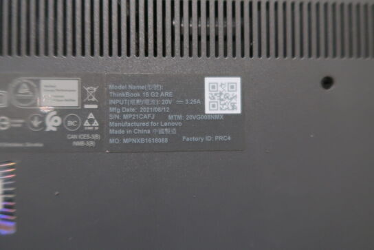 Bærbarcomputer LENOVO ThinkBook 15 G2 ARE