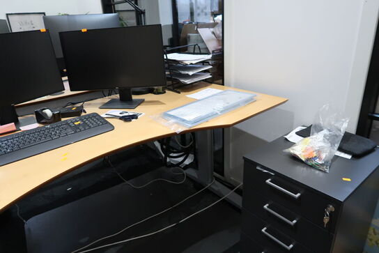 El. hæve/sænke skrivebord uden indhold med kontorstol og skuffemodul