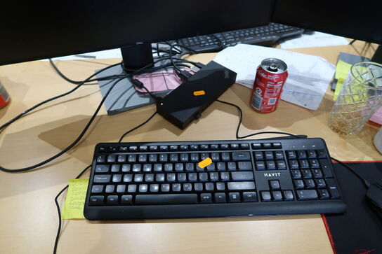 2 stk. computerskærme DELL U2419H, tastatur, mus, dockingstation LENOVO