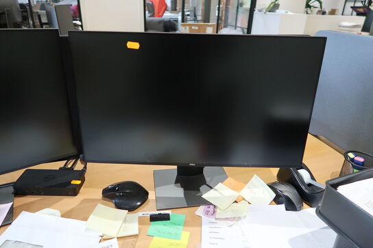 2 stk. computerskærme DELL U2419H, 2 stk. mus samt dockingstation DELL D6000