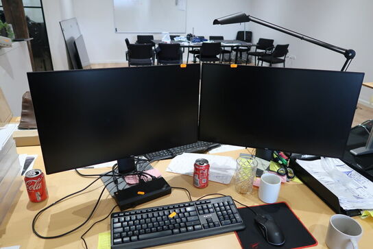 2 stk. computerskærme DELL U2419H, tastatur, mus, dockingstation LENOVO