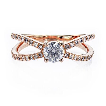 0,93 ct. diamantring af 14 kt. rødguld, AIG.