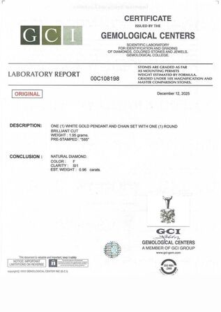 Diamanthalskæde med 0,96 ct. naturlig diamant og 14K hvidguld