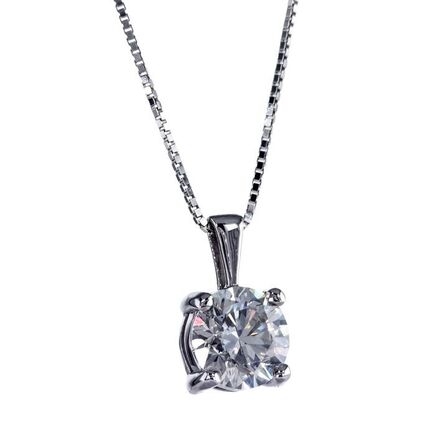 Diamanthalskæde med 0,96 ct. naturlig diamant og 14K hvidguld