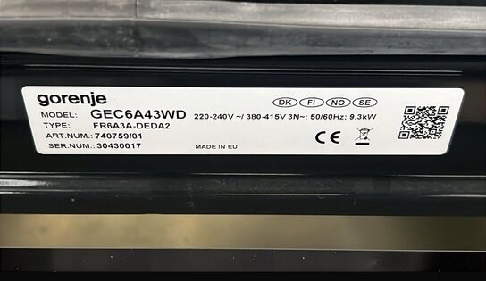 Gorenje - komfur ' splinternyt 
