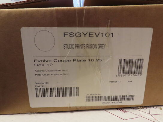 12 stk. middags tallerkener, CHURCHILL Fusion Gray, 26 cm.