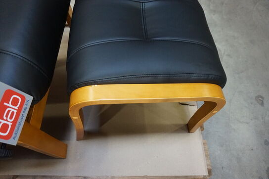 Otium lænestol inkl. fodskammel - sort PU-læder 