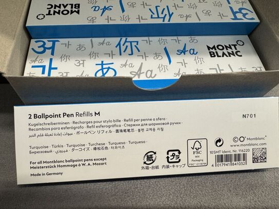 20 stk. Fyldepenne/Ballpoint Refill MONTBLANC TURQUOISE