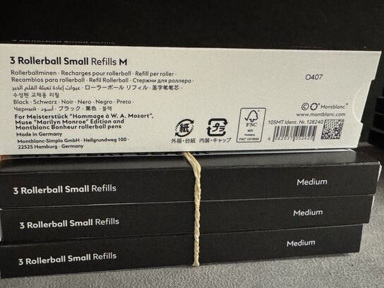 12 stk. Fyldepenne/Rollerball Small Refill MONTBLANC MYSTERY BLACK