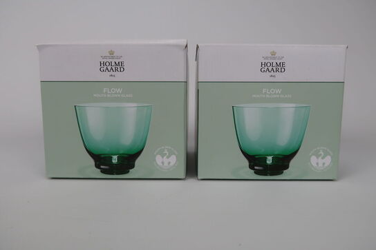 2 stk. Holmegaard Flow vandglas emerald green