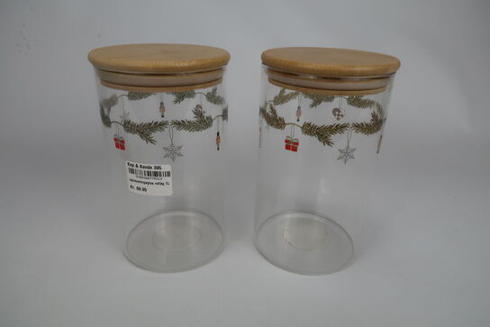 2 stk. Jule opbevaringsglas med låg 