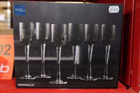 6 stk. Lyngby glas snapseglas grå