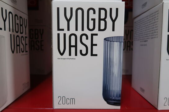 2 stk. Lyngby vase i glas blå 20 cm