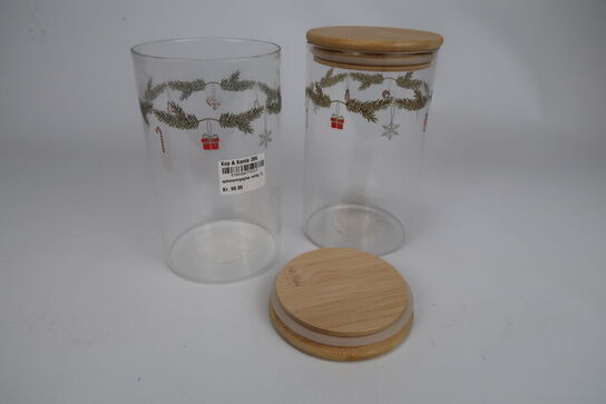 2 stk. Jule opbevaringsglas med låg 