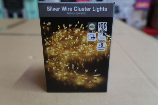 6 pk. Klyngelys LED lyskæde indendørs 1 meter 320 LED lys varm hvid