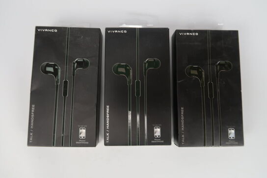 3 stk. Vivanco Talk 4 In Ear hovedtelefoner kabelbundet Sort