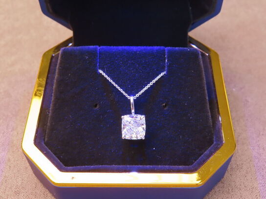 14 kt. Hvidguldhalskæde med 3.04 ct. Briliantsleben Diamant