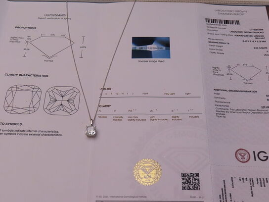 14 kt. Hvidguldhalskæde med 3.04 ct. Briliantsleben Diamant