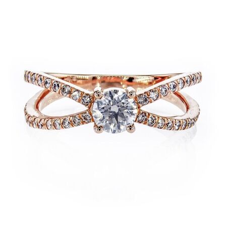 0,93 ct. diamantring af 14 kt. rødguld, AIG.