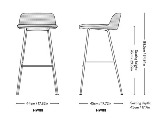 &Tradition Rely HW88 Barstol - semi anilin læder