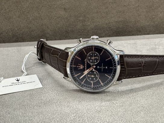 Armbåndsur  MASERATI EPOCA 42 MM CHR BLUE DIAL BROWN ST